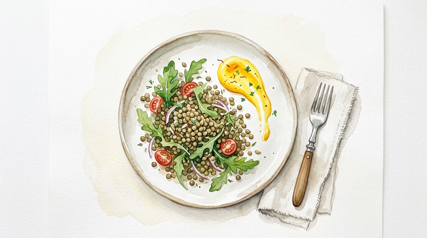 Puy Lentil and Arugula Salad with Saffron Aioli