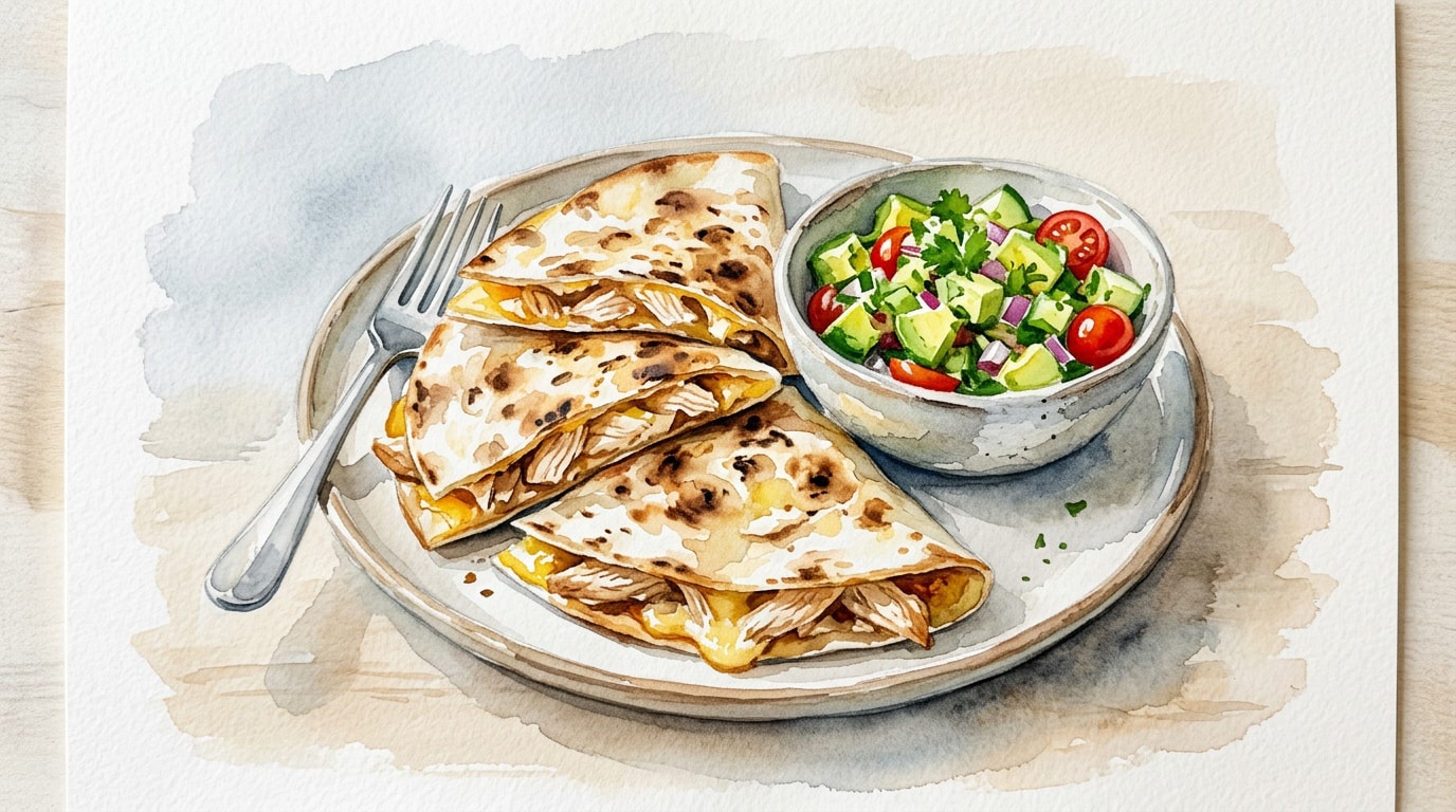 Quick Chicken Quesadillas with Avocado-Cucumber Salsa