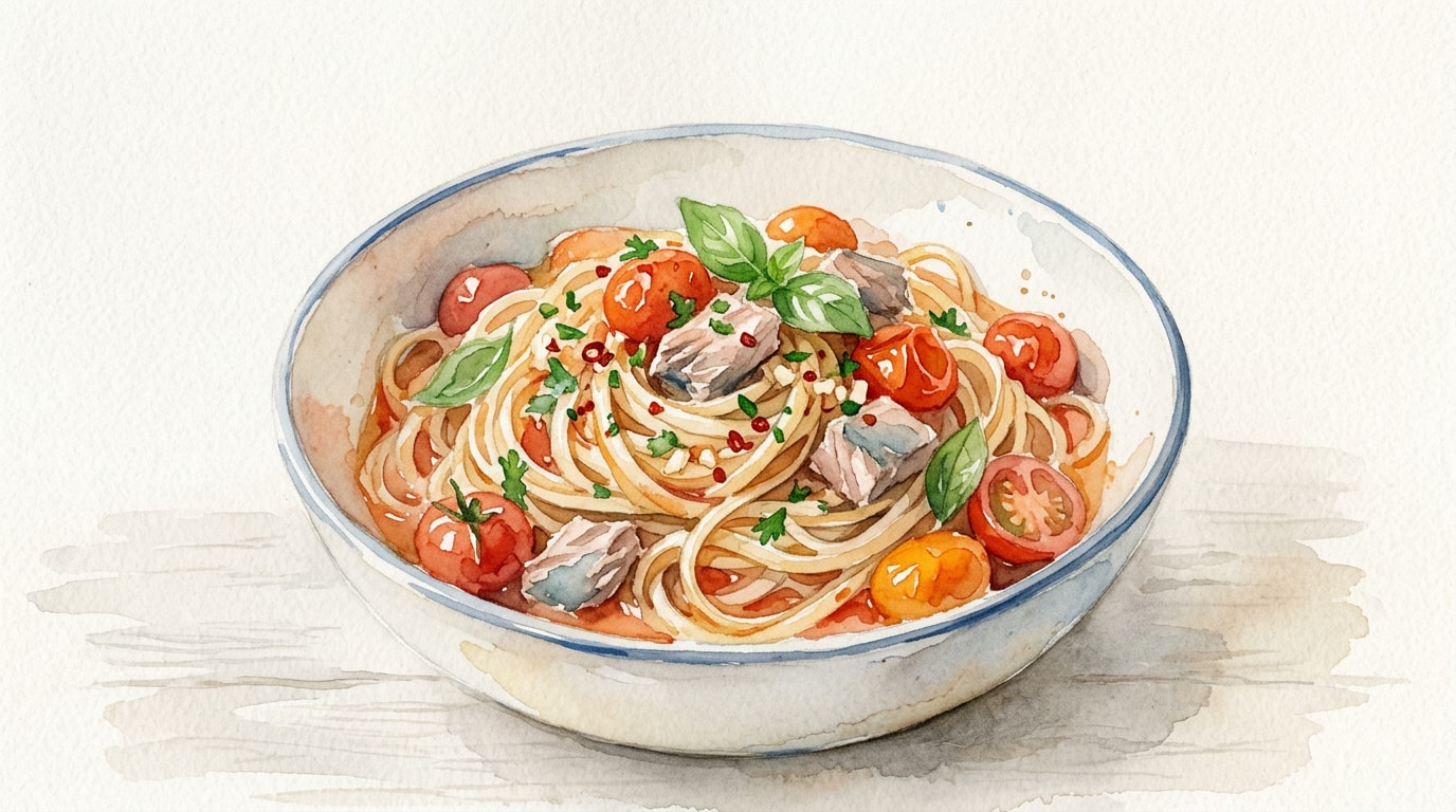 Quick Tuna and Tomato Linguine
