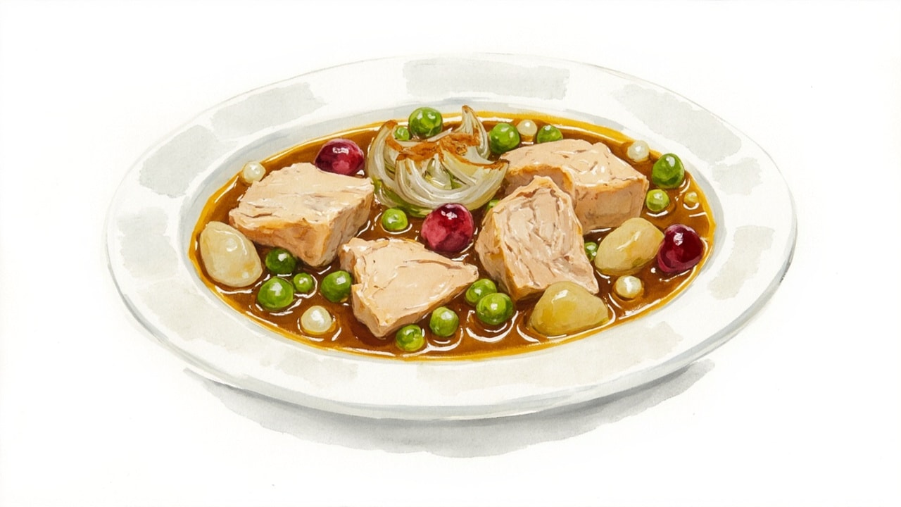 Quick Turkey Stew with Pearl Onions, Peas, and Cranberries