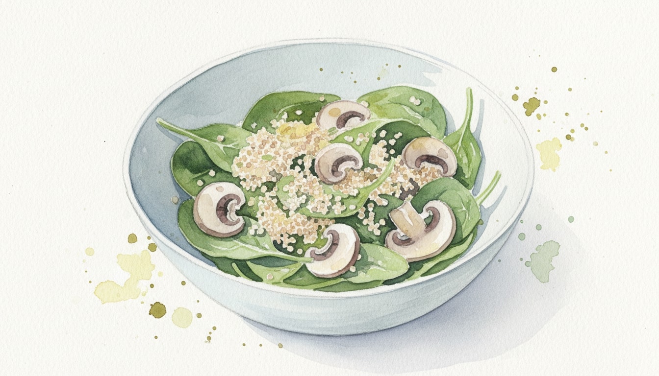 Quinoa, Spinach, and Mushroom Salad