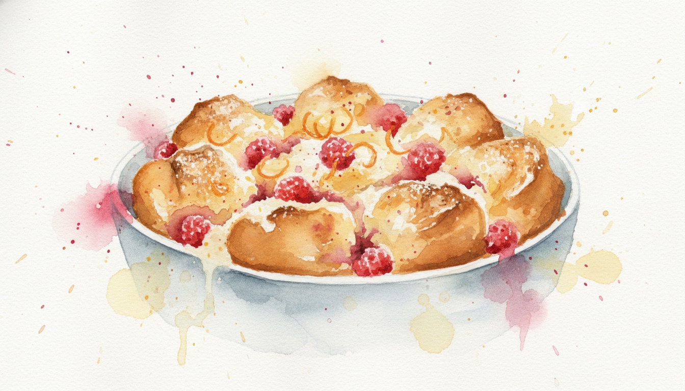 Raspberry and Orange Brioche Bread and Butter Pudding