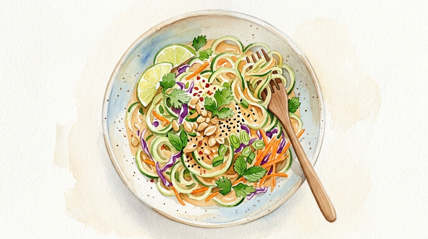 Raw Coconut And Zucchini Pad Thai