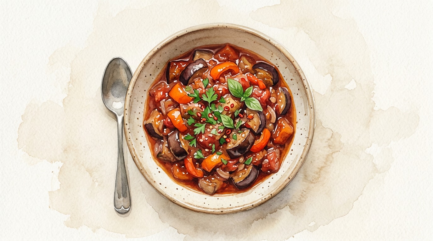 Rich Eggplant and Red Bell Pepper Ragu