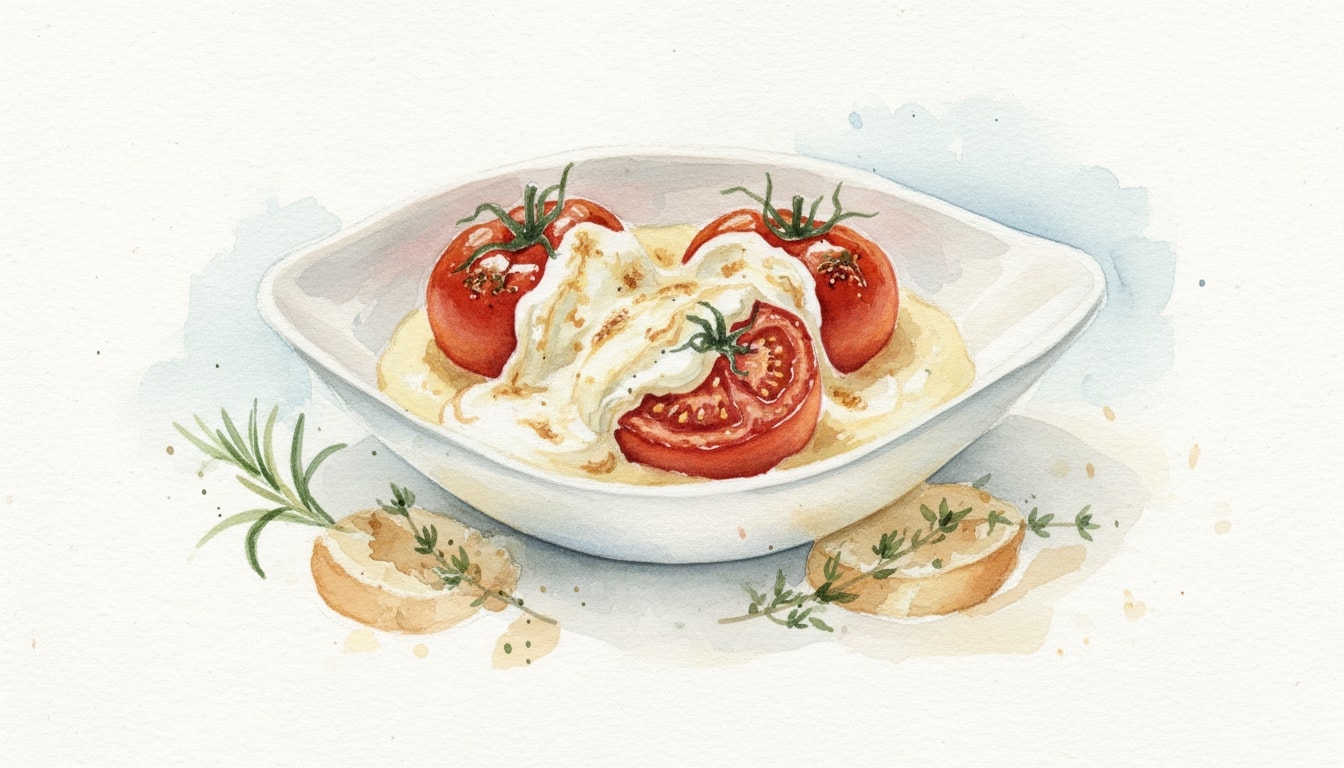 Roasted Beefsteak Tomatoes with Molten Chèvre Fondue