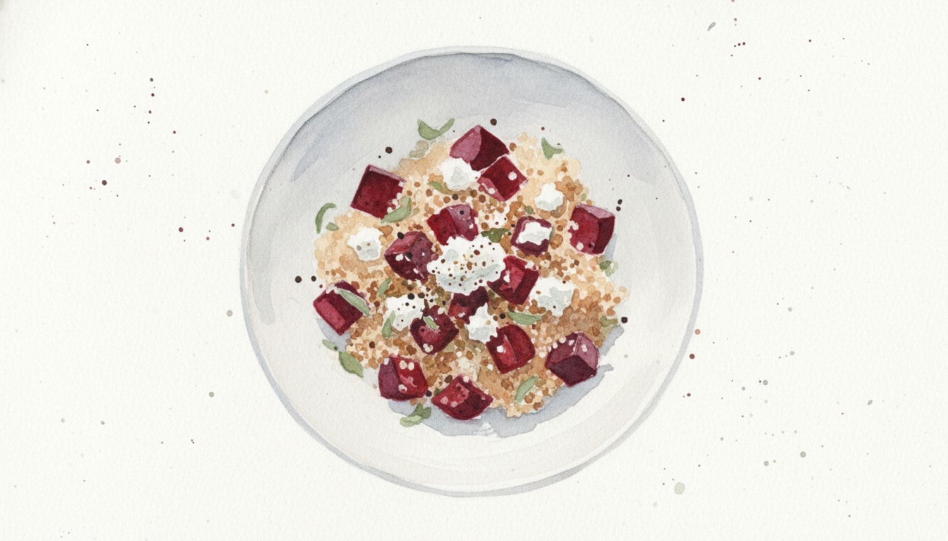 Roasted Beet and Quinoa Pilaf with Goat Cheese