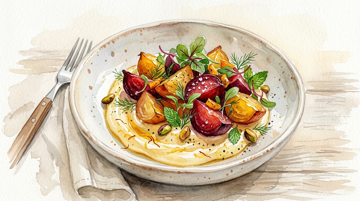 Roasted Beets With Saffron-Orange Yogurt