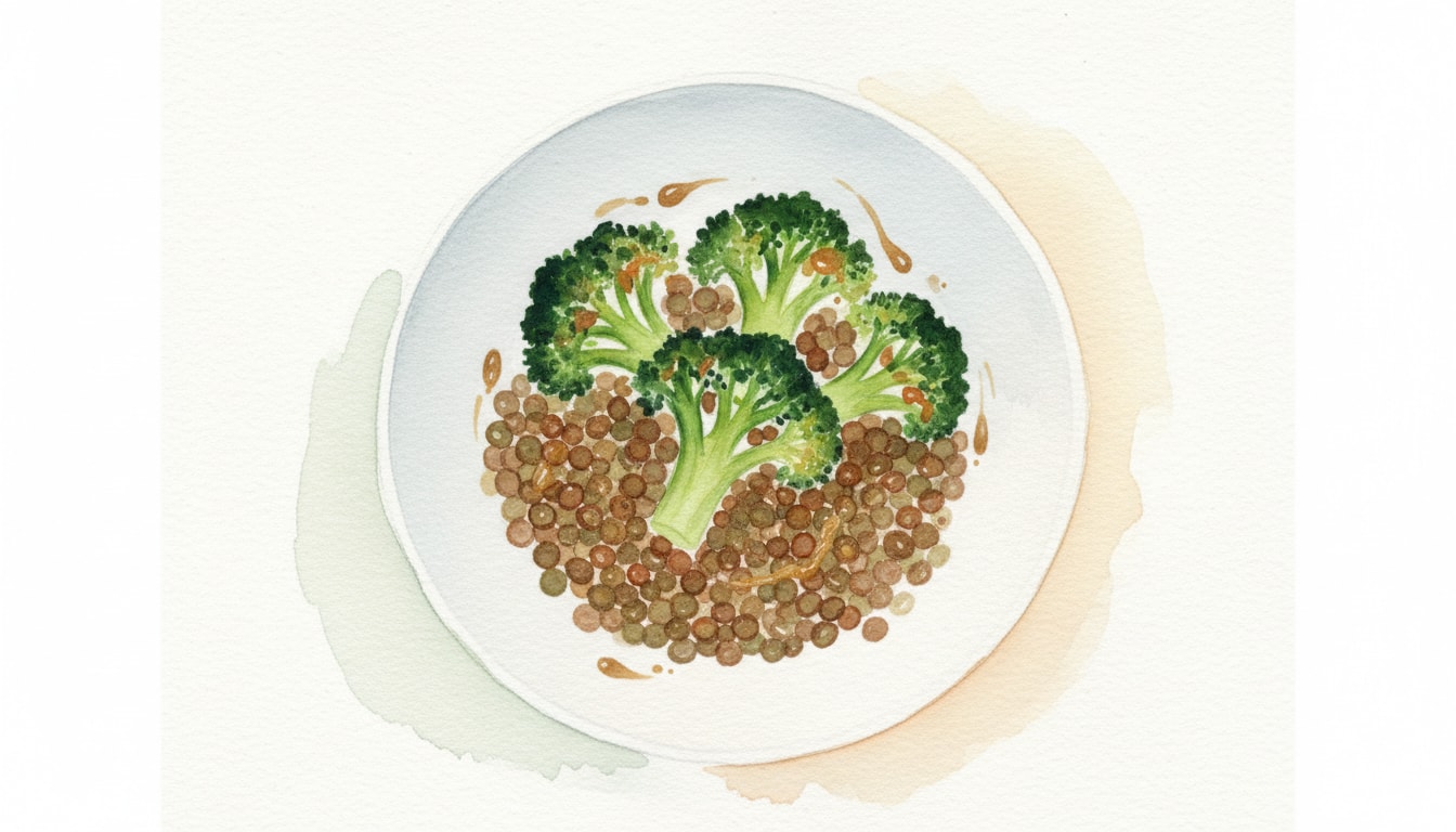 Roasted Broccoli with Puy Lentils
