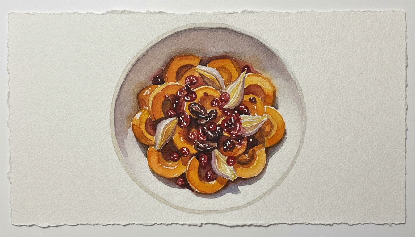 Roasted Butternut Squash & Shallots with Date-Cranberry Agrodolce