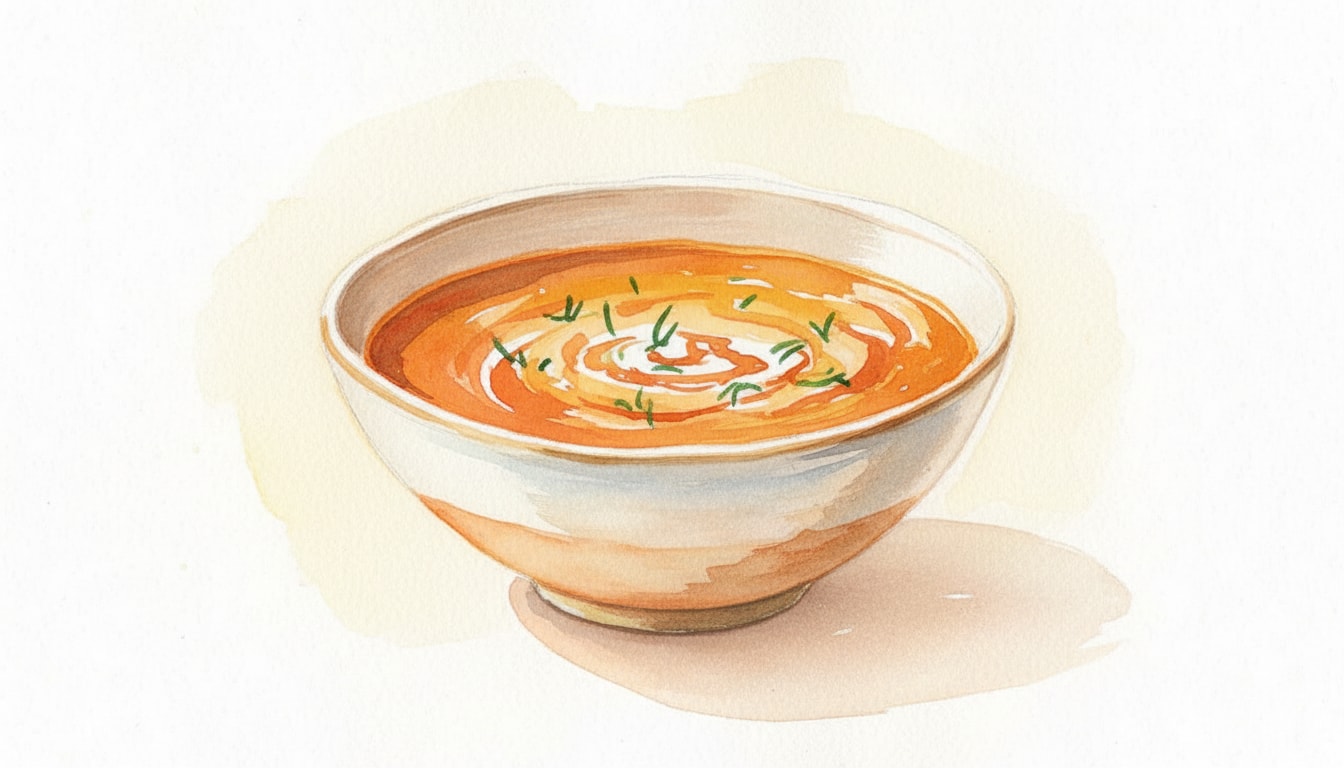 Roasted Carrot and Sweet Potato Soup with Fresh Tarragon
