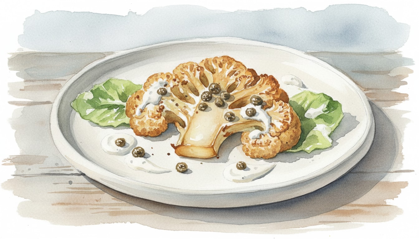 Roasted Cauliflower Caesar with Crispy Capers