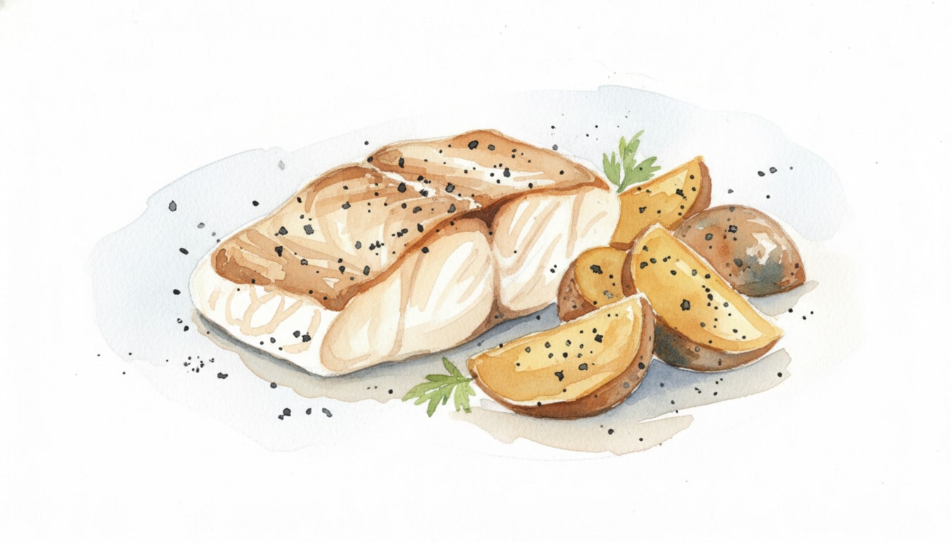Roasted Cod with Black Pepper Potatoes