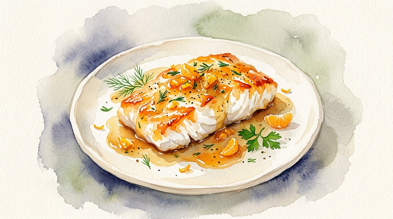 Roasted Cod with Tangy Tangerine Sauce