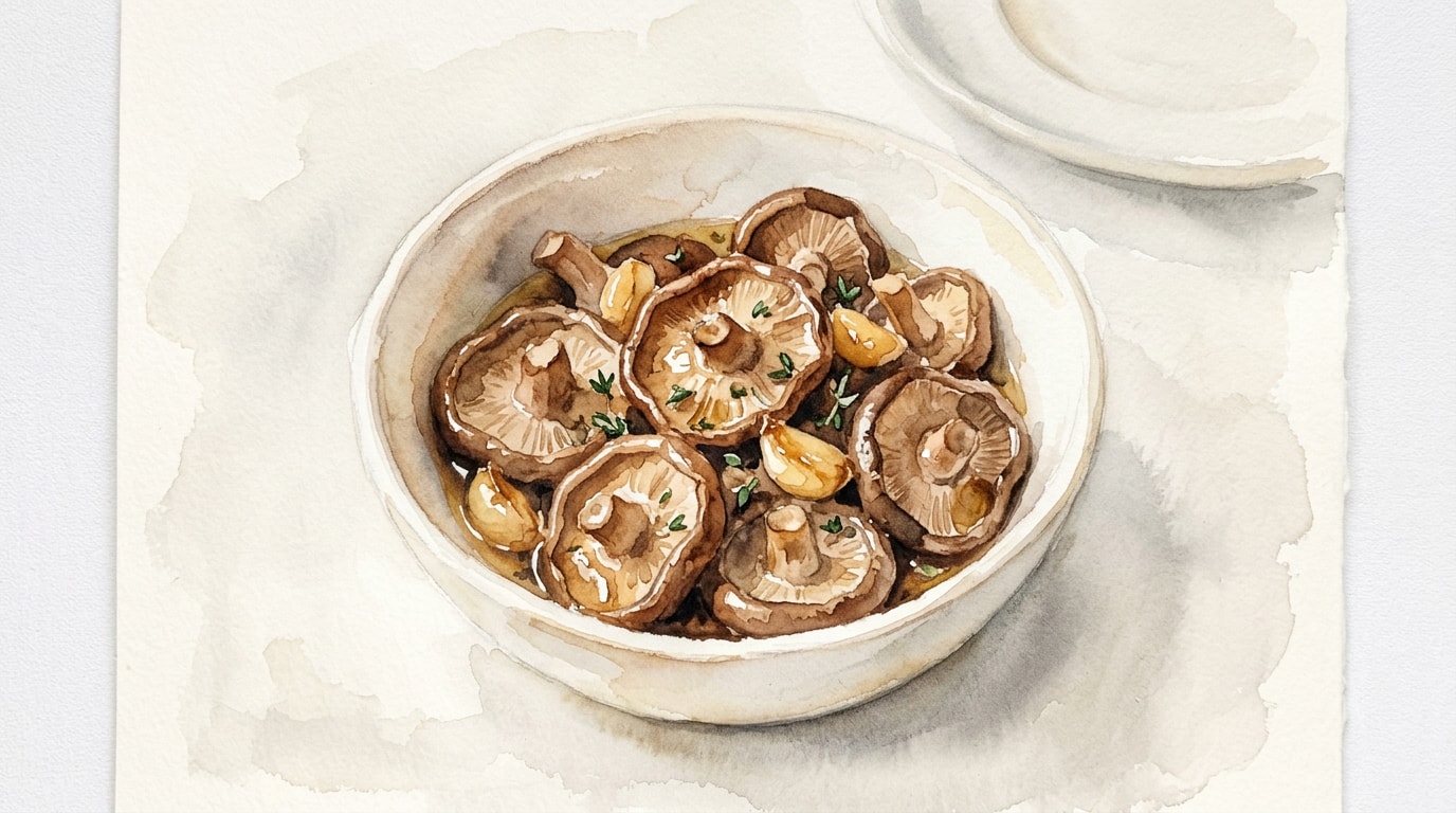 Roasted Garlic and White Wine Shiitake Mushrooms