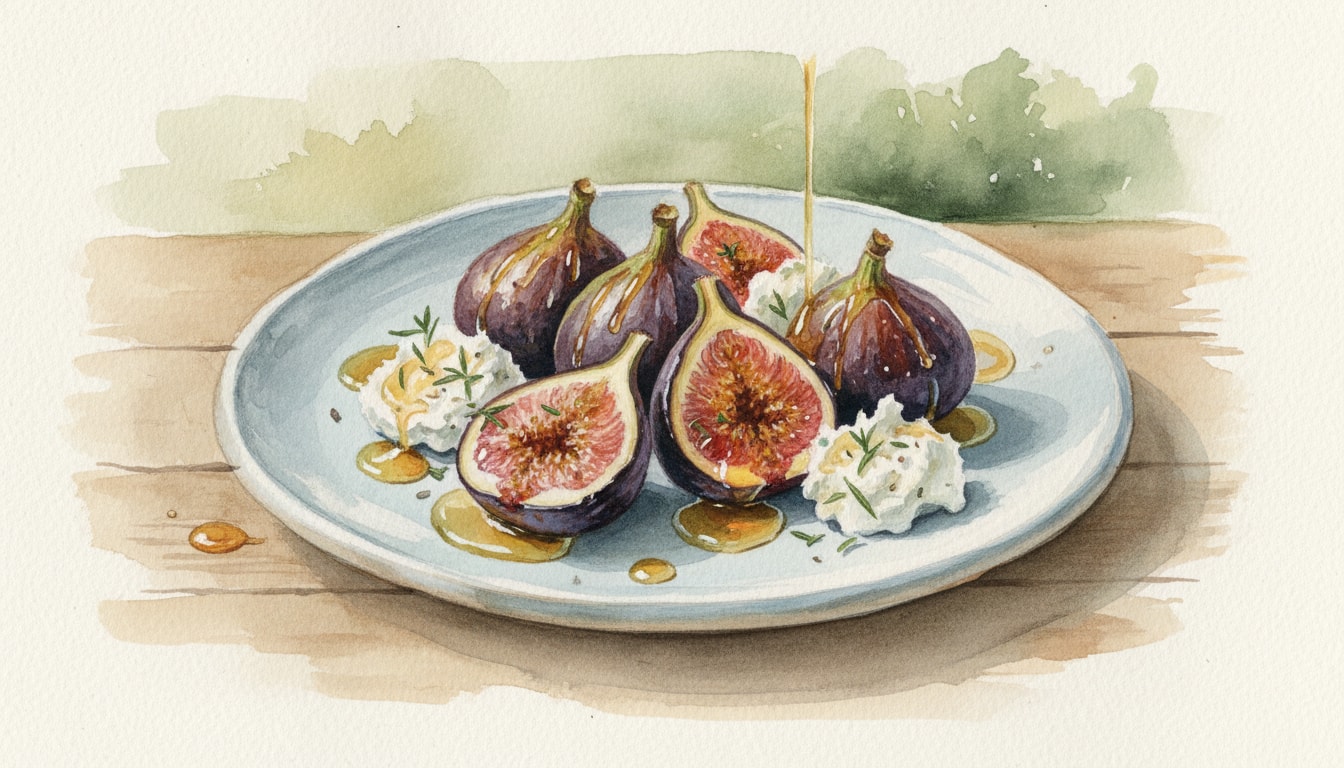 Roasted Mission Figs with Herbed Chèvre and Wildflower Honey