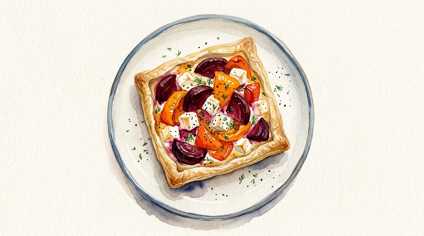 Roasted Pepper and Beetroot Feta Tart