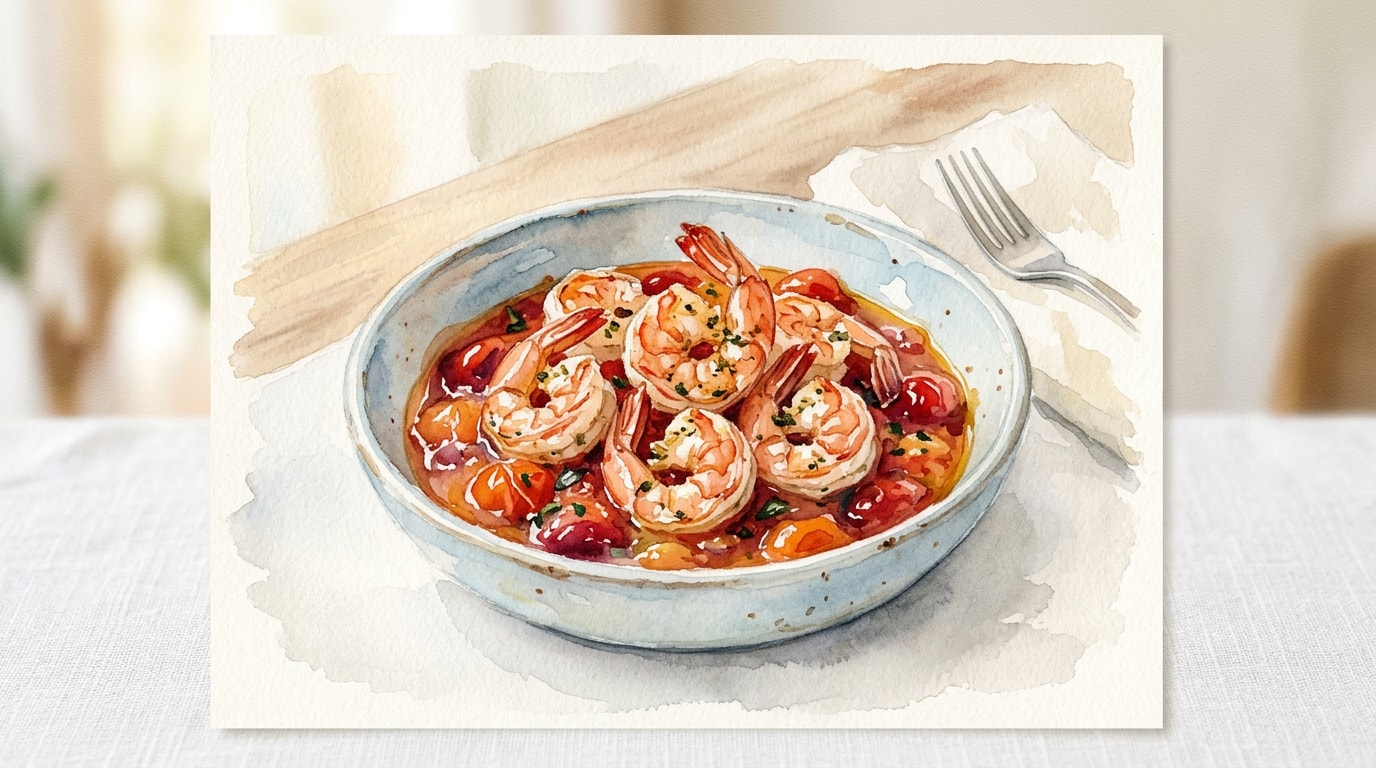 Roasted Shrimp Cocktail with Warm Cherry Tomato Sauce