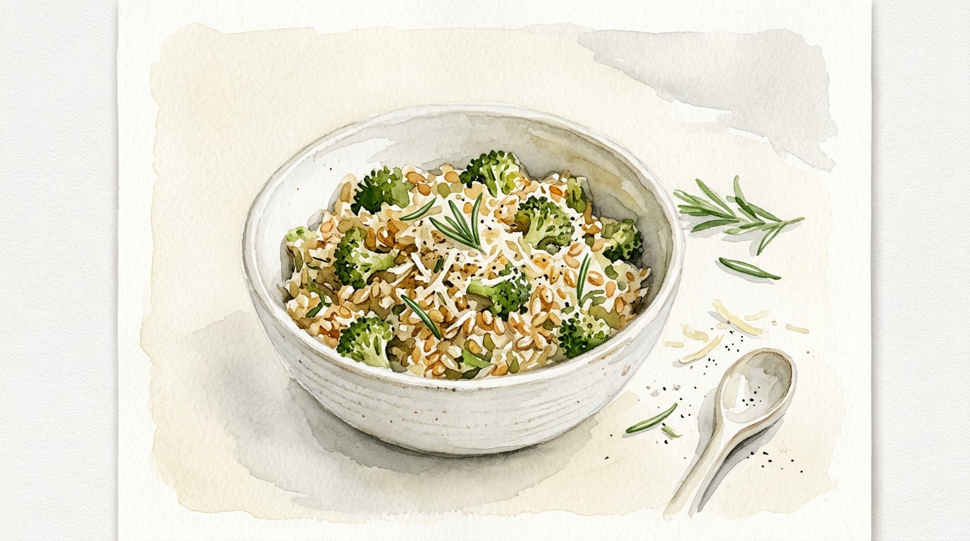 Rosemary Parmesan Wheat Berry And Broccoli Pilaf