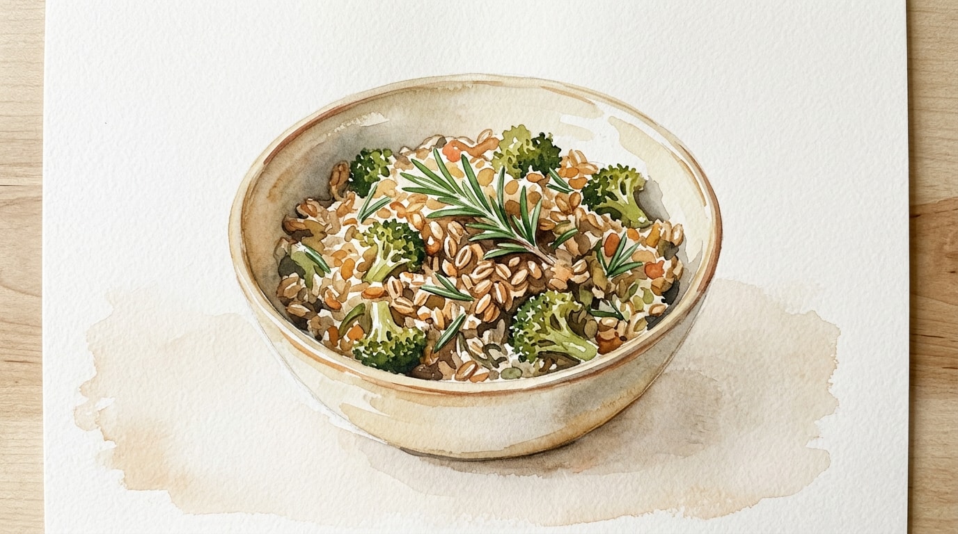 Rosemary Wheat Berry and Broccoli Pilaf