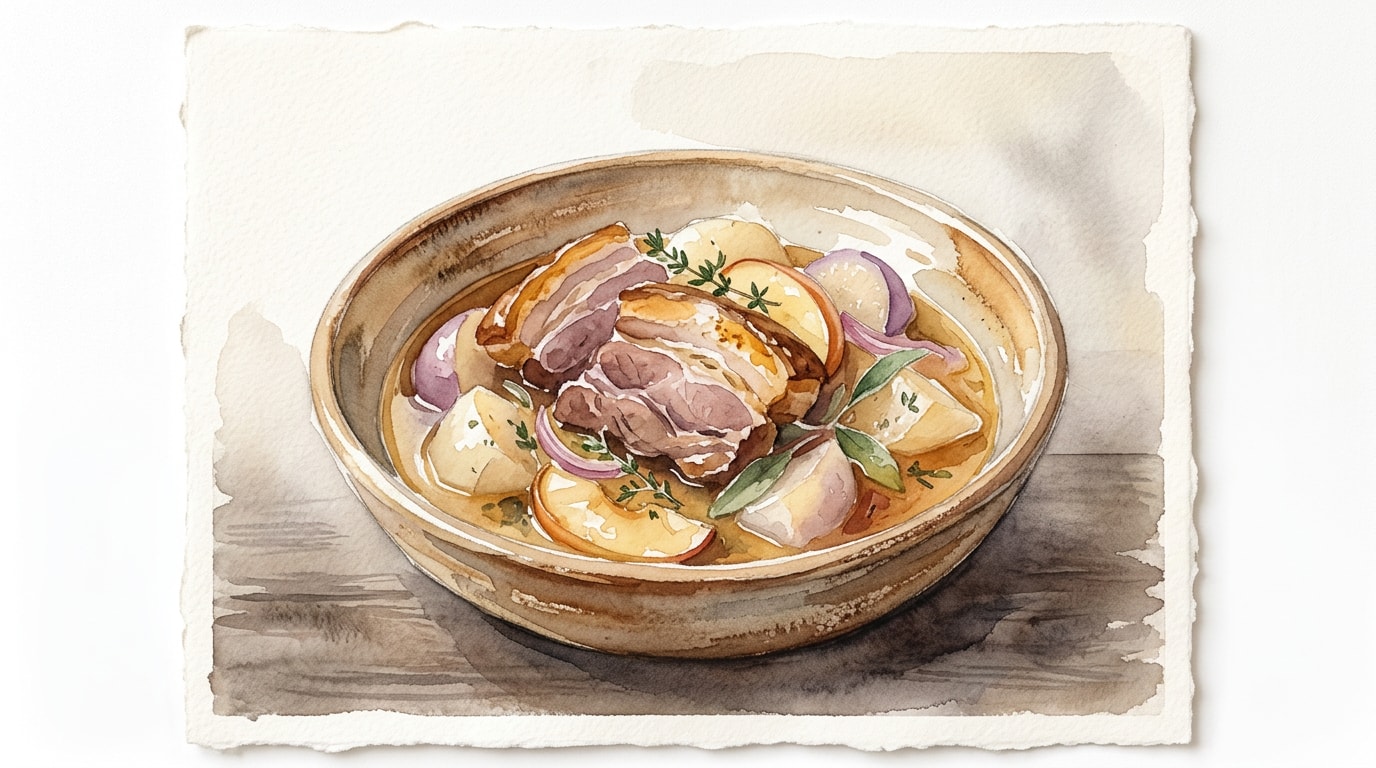 Rustic Apple Cider Braised Pork with Turnips