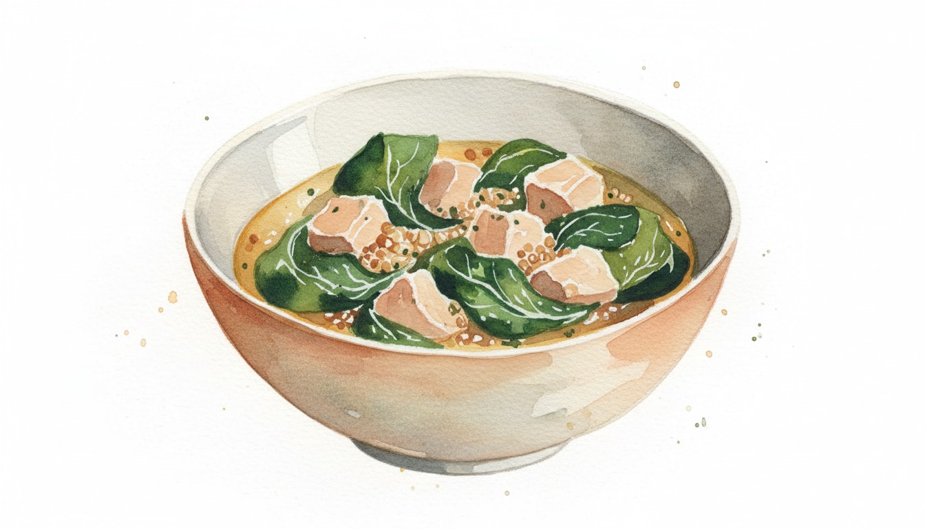 Rustic Chicken and Farro Stew with Swiss Chard