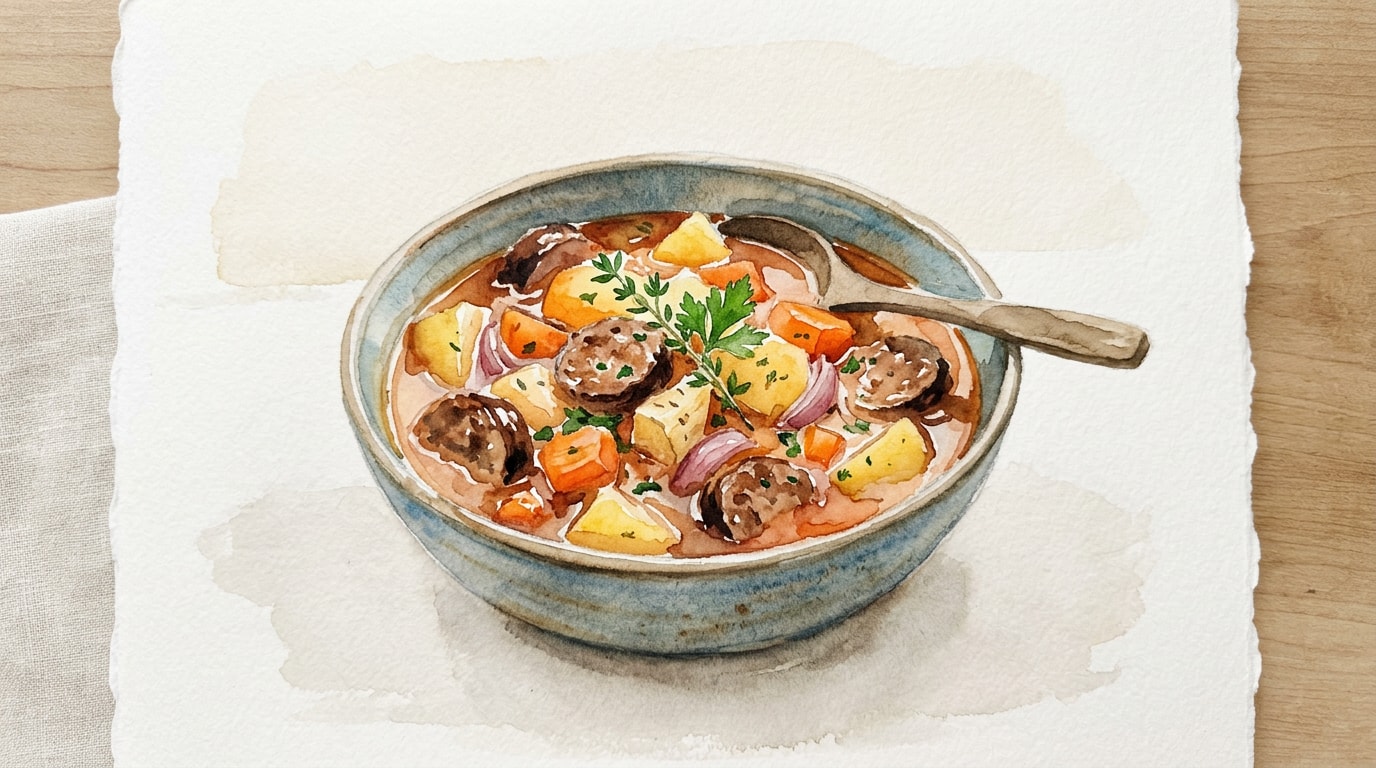 Rustic Mediterranean Sausage And Root Vegetable Stew