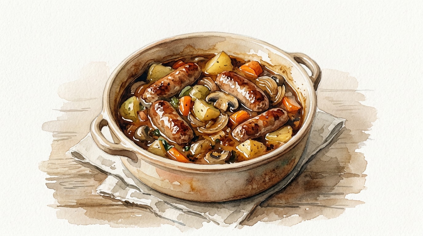 Rustic Pork Sausage and Brown Ale Casserole