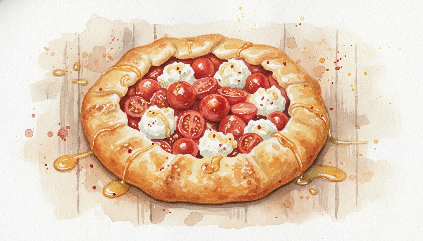 Rustic Tomato and Whipped Feta Galette with Chilli Honey