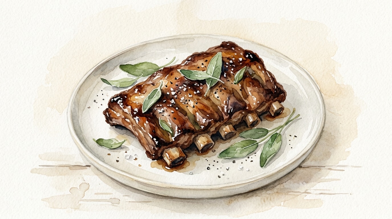 Saba Glazed Baby Back Ribs With Fresh Sage