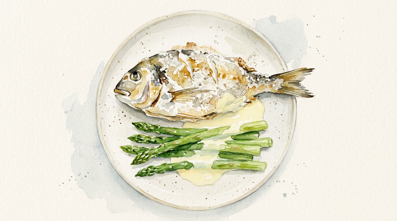 Salt-Crusted Sea Bream with Beurre Blanc and Asparagus