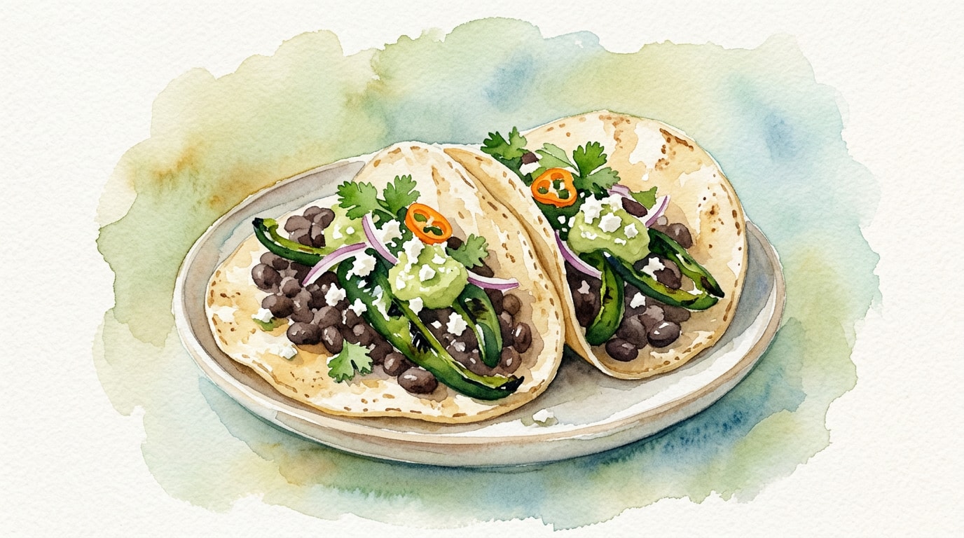 Savory Black Bean And Roasted Poblano Tacos