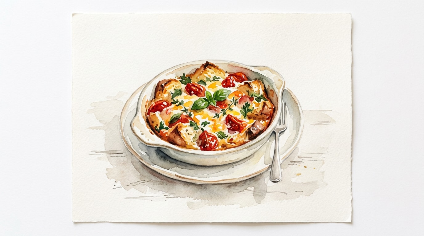 Savory Italian Tomato and Herb Bread Pudding