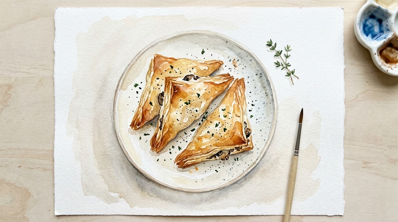 Savory Kasha and Mushroom Phyllo Triangles
