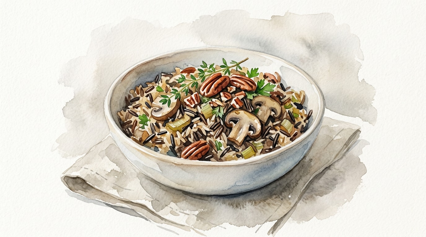 Savory Mushroom and Pecan Wild Rice Stuffing