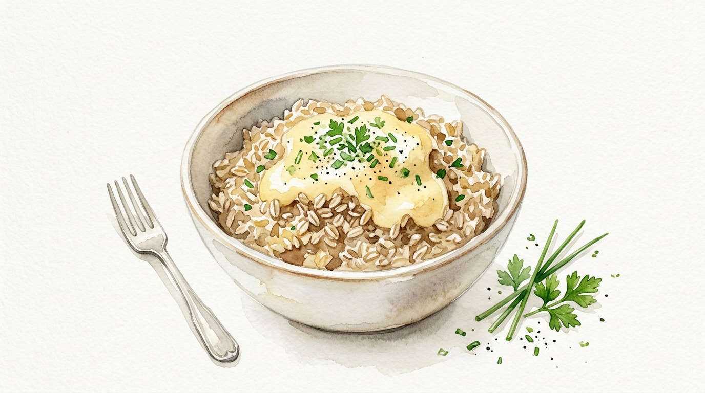Savory Oat Groats with Hollandaise and Fine Herbs