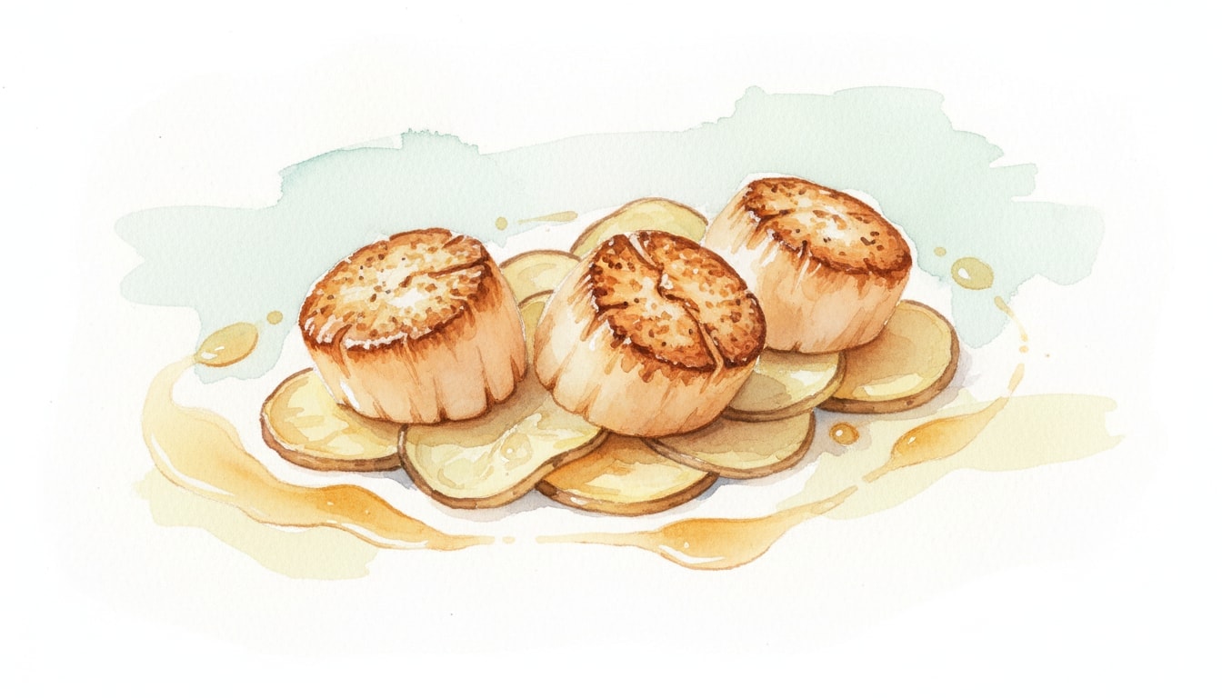 Scallops With Potatoes and White Truffle Oil