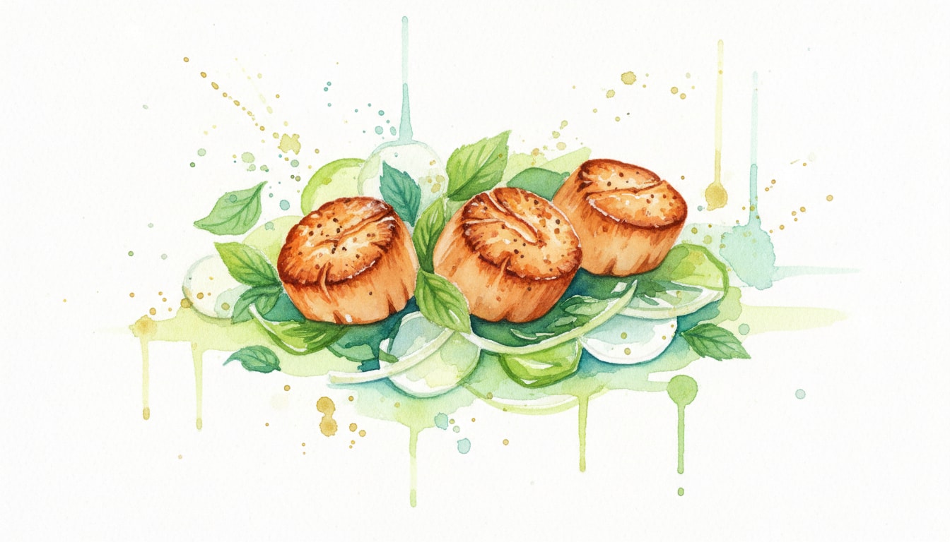 Seared Scallop & Jicama Salad with Basil-Mint Vinaigrette
