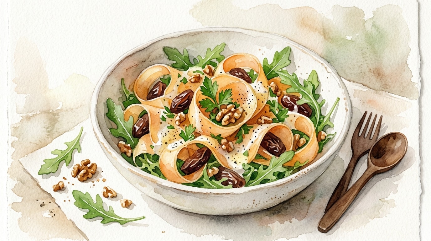 Shaved Raw Butternut Squash Salad with Dates and Buttermilk Dressing