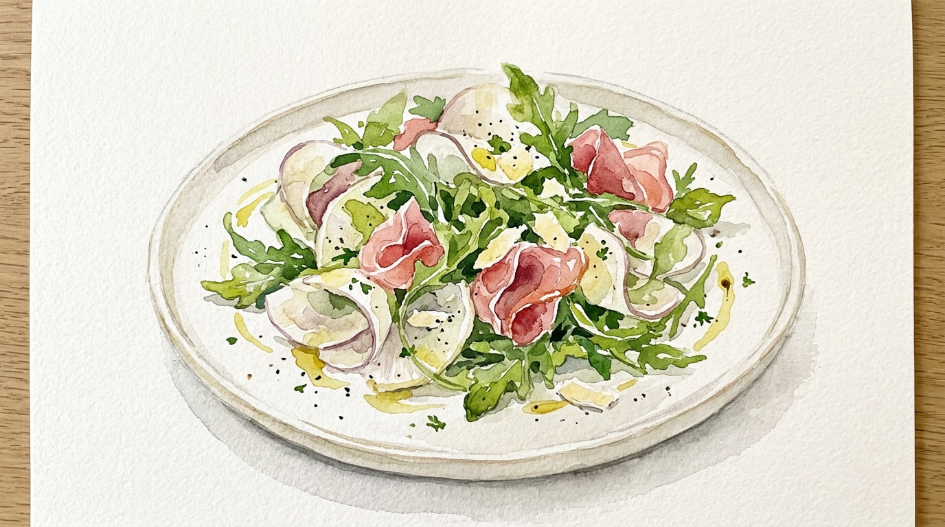 Shaved Turnip and Arugula Salad with Prosciutto