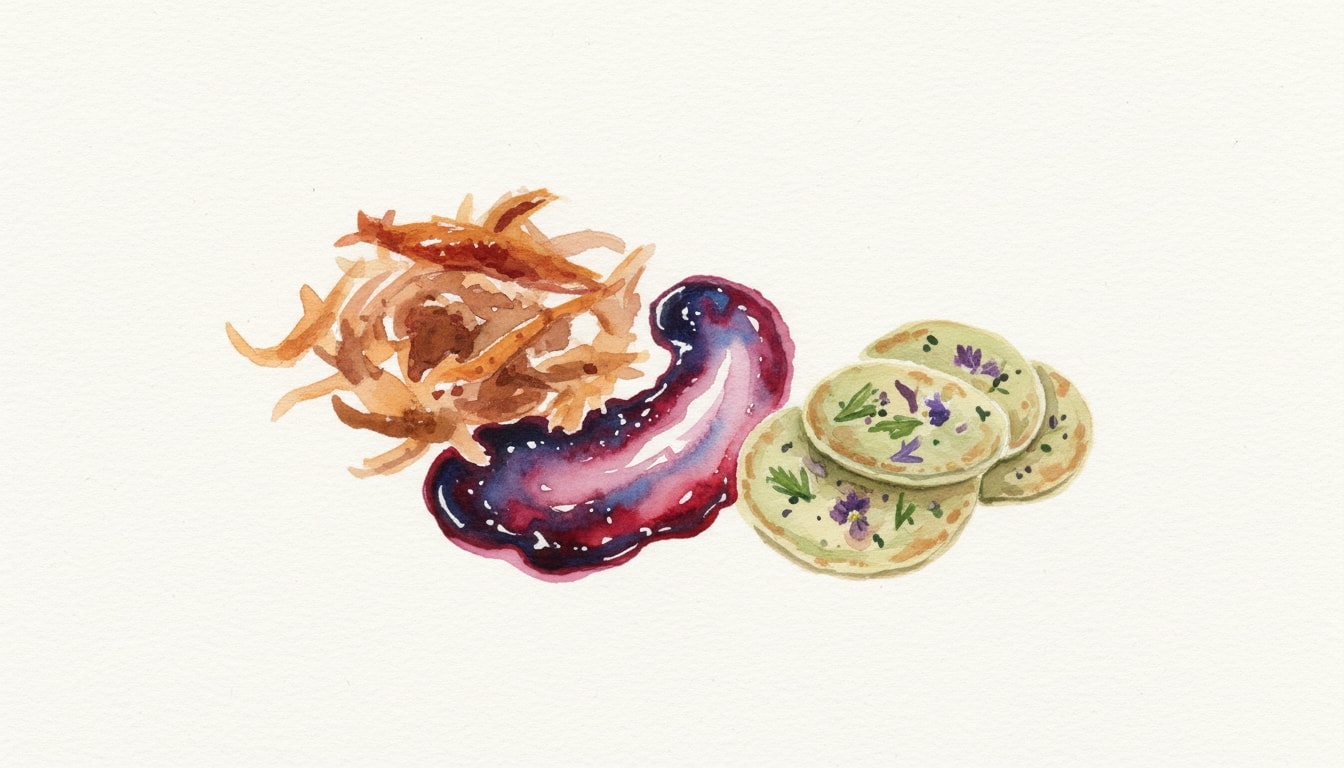 Shredded Duck with Plum Chutney and Herb Flatbreads