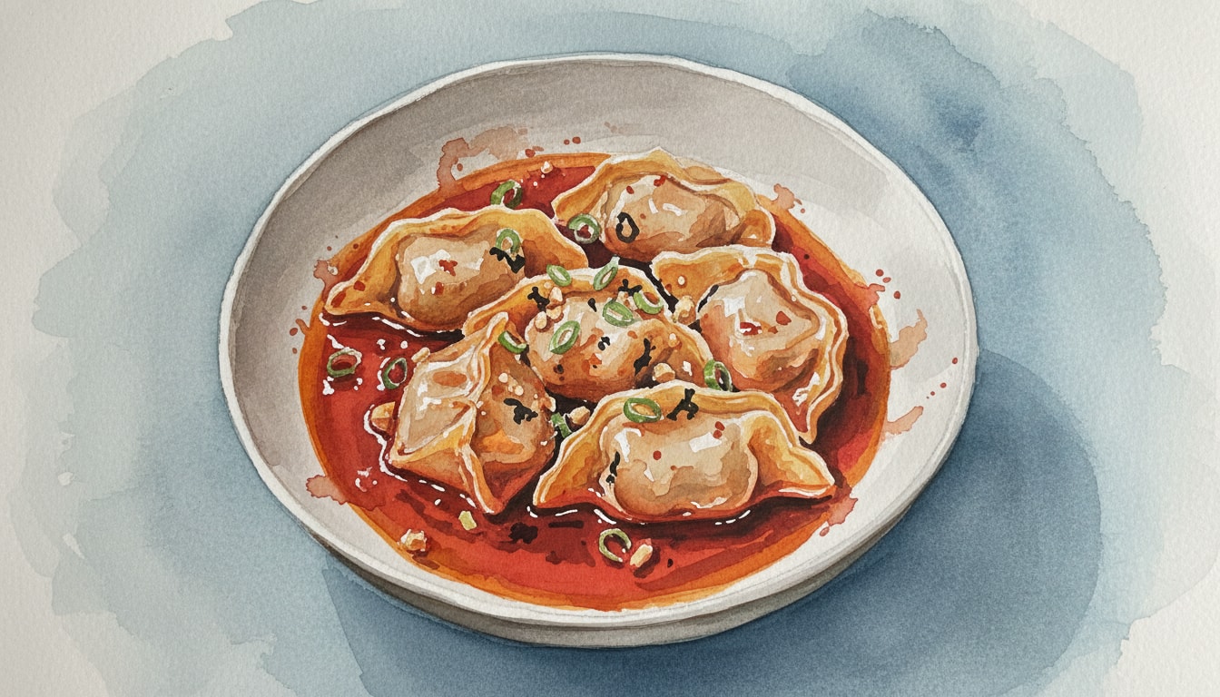 Sichuan Red Oil Pork Wontons (Hong You Chao Shou)