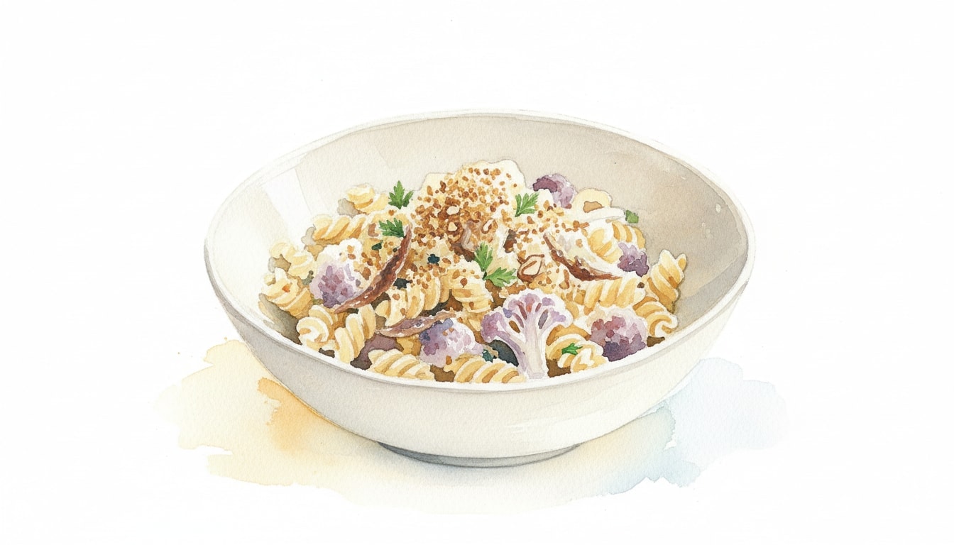 Sicilian Cauliflower Pasta with Anchovies and Almond Breadcrumbs
