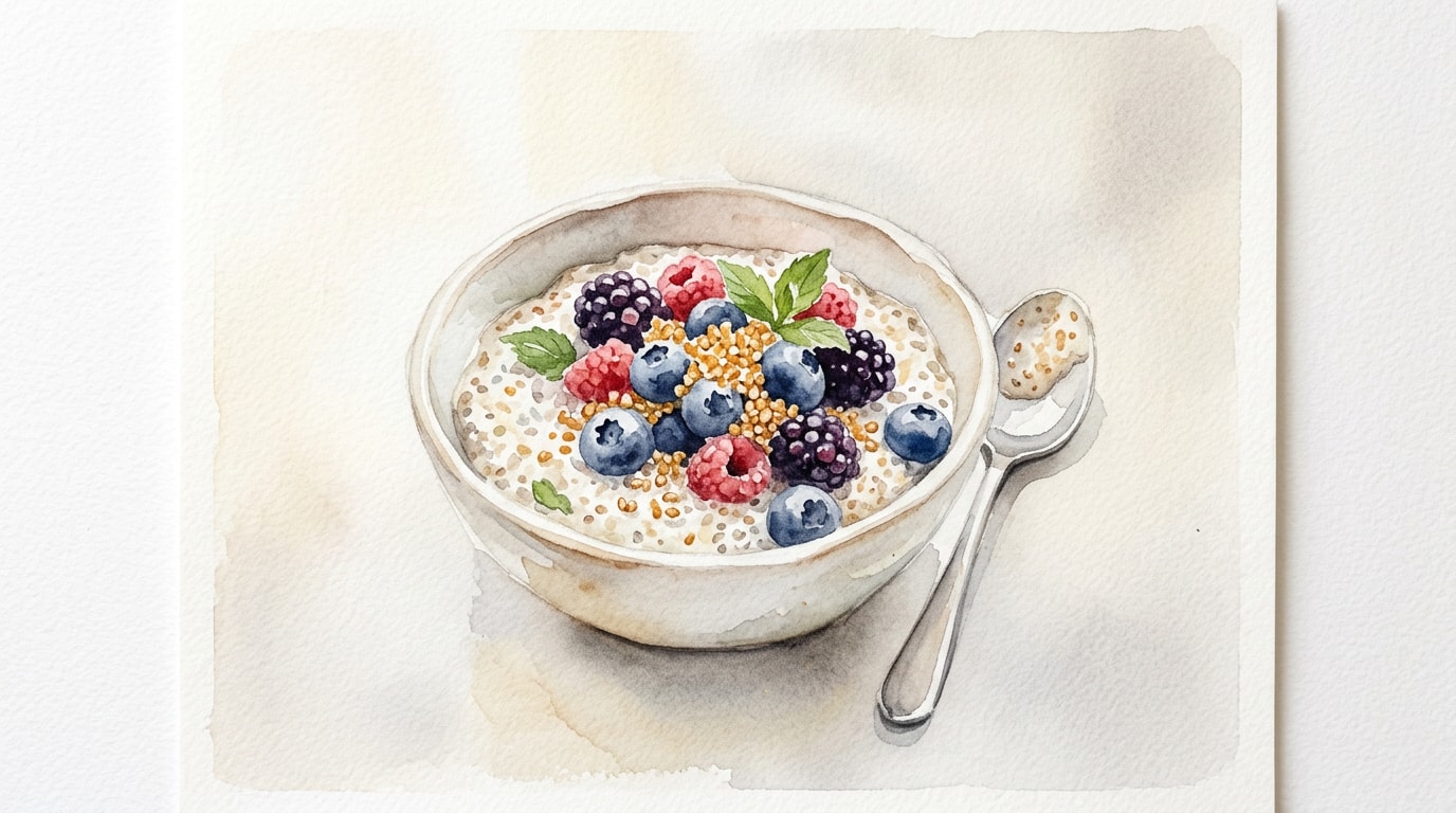 Simple Berry and Toasted Amaranth Chia Pudding