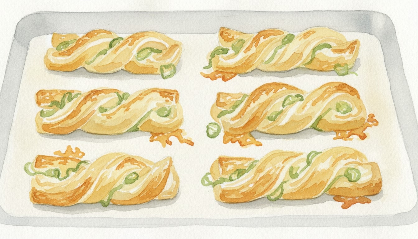 Simple Cheddar and Leek Puff Pastry Twists