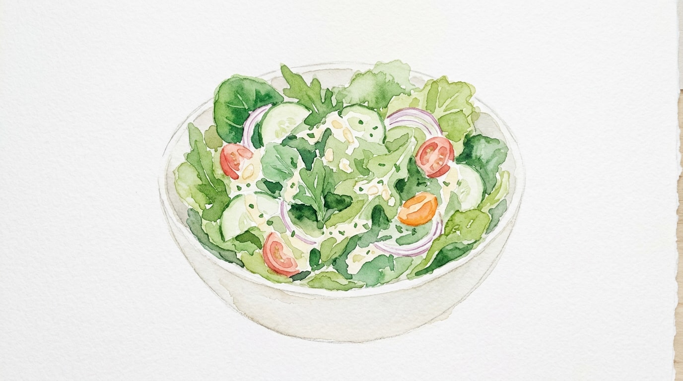 Simple Green Salad with Homemade Garlic Dressing