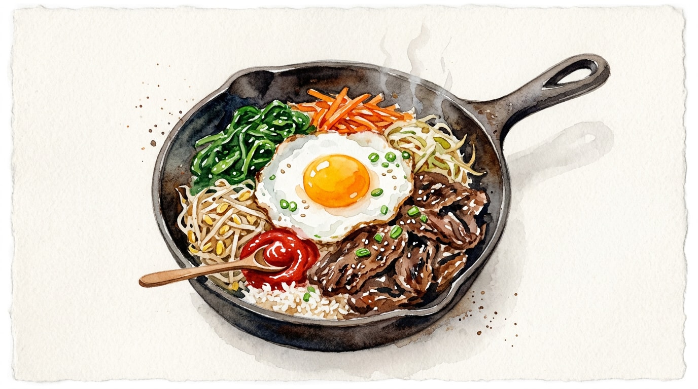 Sizzling Cast Iron Beef Bibimbap