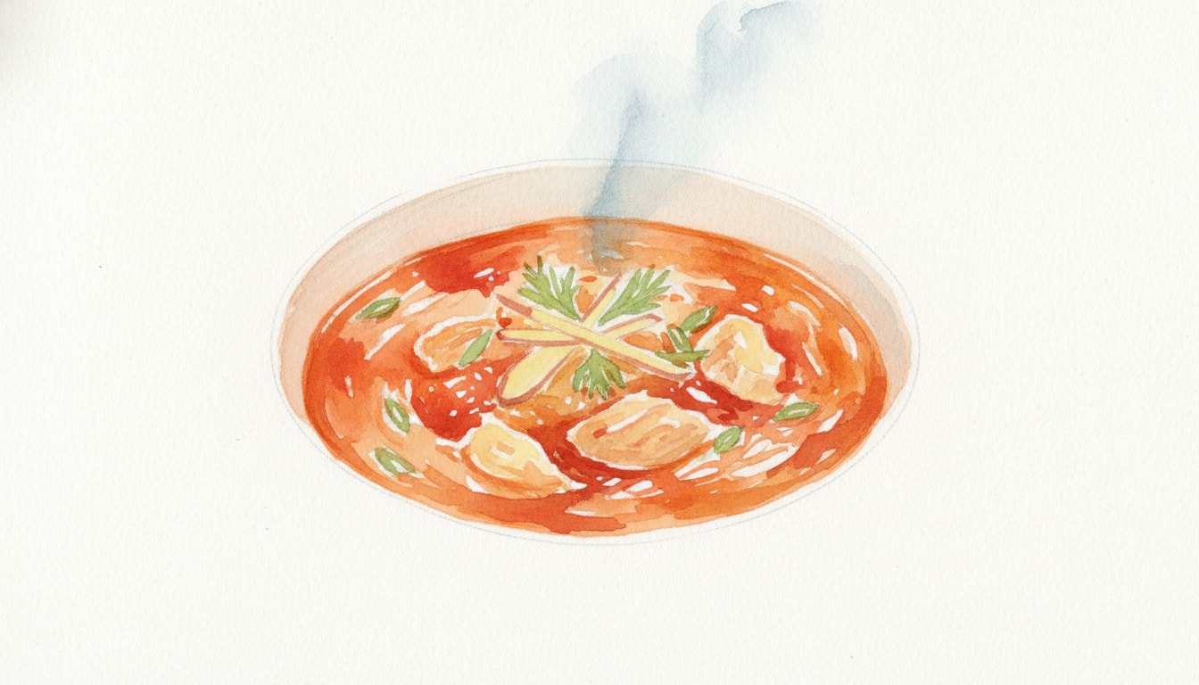 Sizzling Ginger & Tomato Chicken Rice Soup