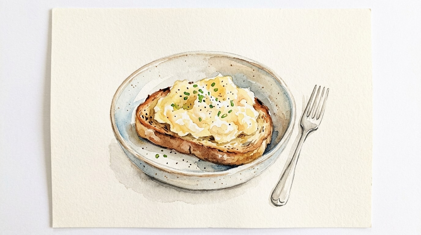 Skillet-Toasted Bread with Creamy Cheese Scramble