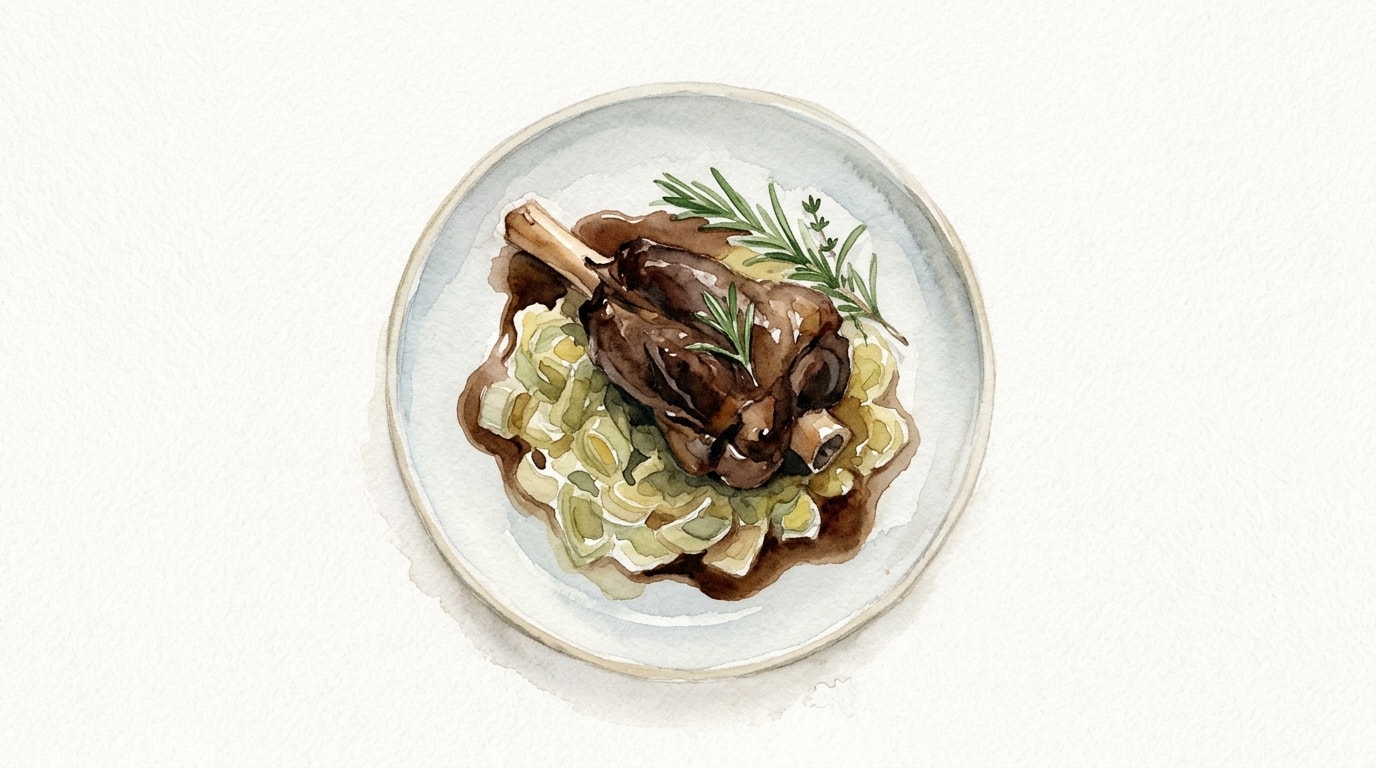 Slow-Braised Lamb Shanks with Melting Leeks