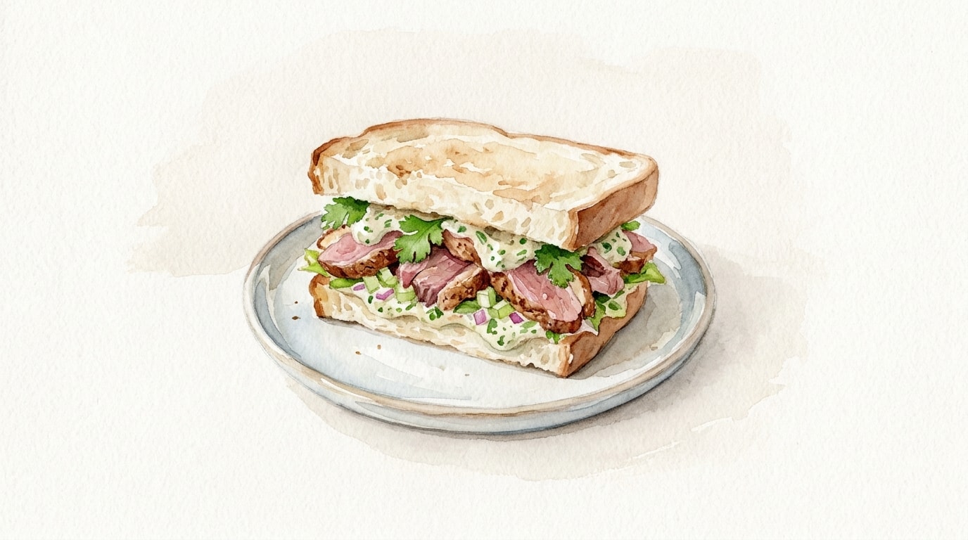 Smoked Duck Salad Sandwich with Coriander Mayonnaise